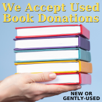graphic to show that the library accepts used book donations