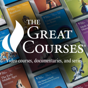 graphic indicating that The Great Courses is available to library patrons through the Libby app
