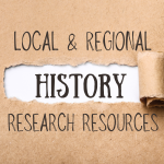 graphic saying local and regional history research resources are offered at the library