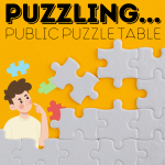 graphic indicating that the library has a puzzle out for patrons to put together