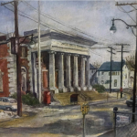 Painting of the library building when it was still the post office