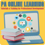 Graphic showing a laptop that indicates patrons can use PA Online Learning to find tutorials and training for professional development made possible by Niche Academy and Power Library